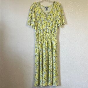 Modcloth Yellow Floral Midi Dress